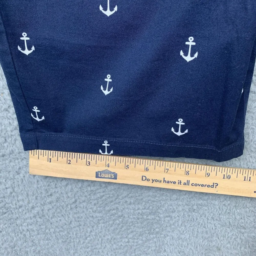J.Crew Shorts Womens 16 Blue Anchor Print Bermuda Twill Nautical Coastal